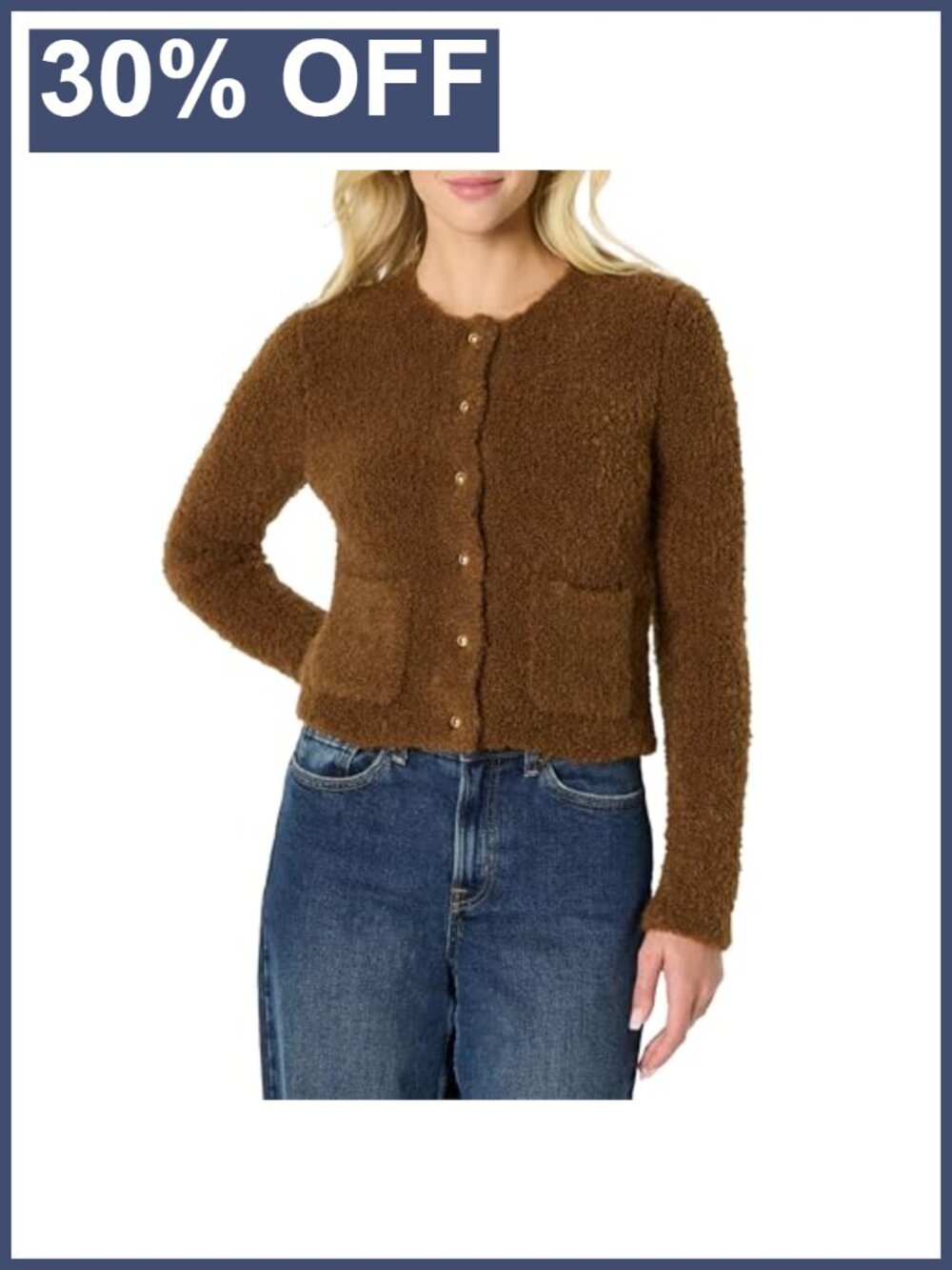 Wool Blend Boucle Button-Down Jacket Regular Fit Sweater Jacket